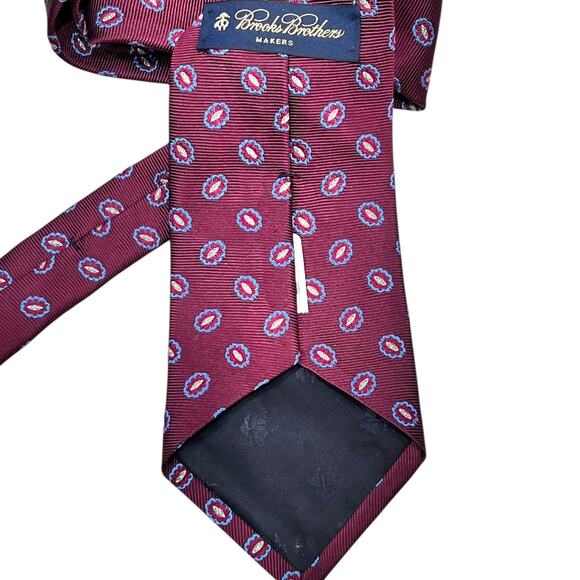 Vintage Brooks Brothers Neck Tie Burgundy Floral Repp Silk Classic Preppy USA - Picture 4 of 9